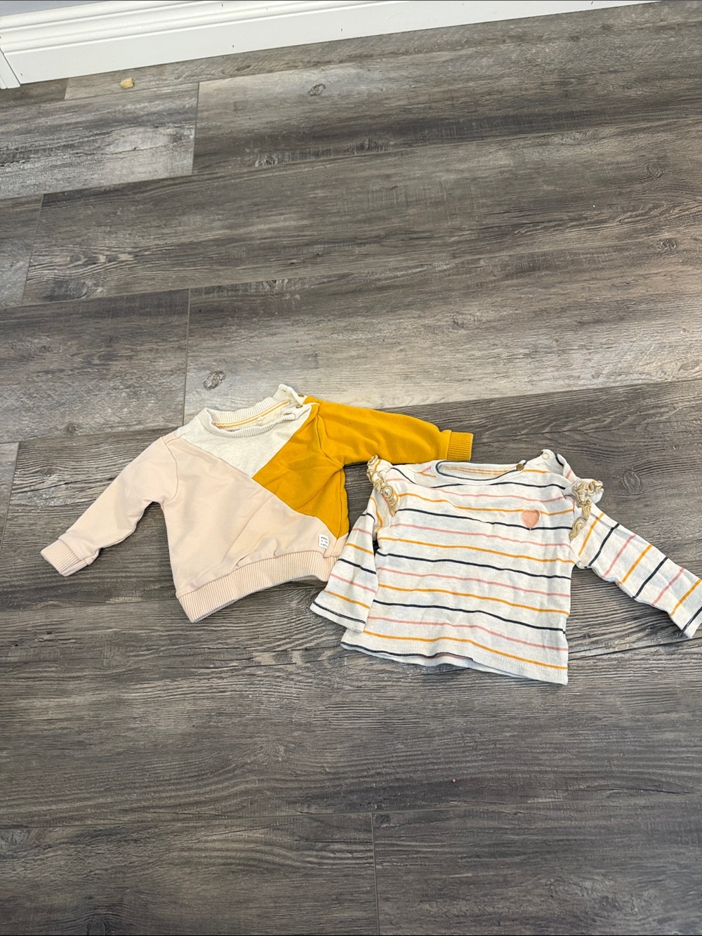 Noppies‎ Girls' Colorblock & Striped Long Sleeve Tops - Pink, Mustard, Ivory